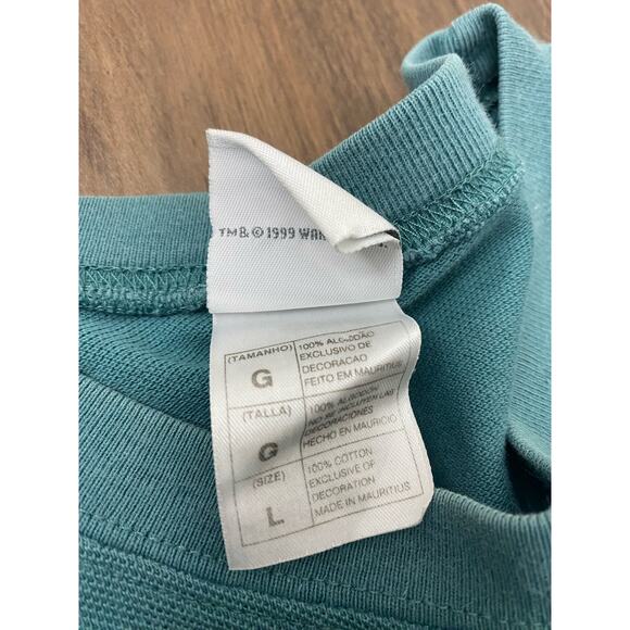 VTG 1999 Warner Bros Taz Looney Tunes nametag stitch graphic pocket t-shirt L - Picture 5 of 5